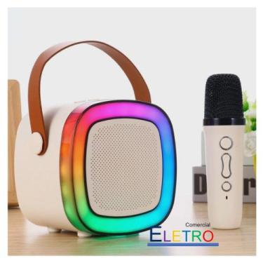 Imagem de Caixa de Som Karaoke Kids Com Microfone Iluminação Efeito RGB Com 1 Mi