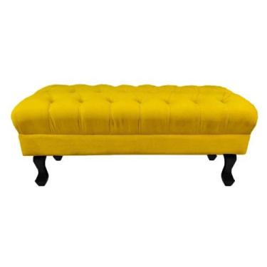 Imagem de Puff Calçadeira Retrô 1,20 Metro Luis Xv Capitonê Suede Amarelo - DS E