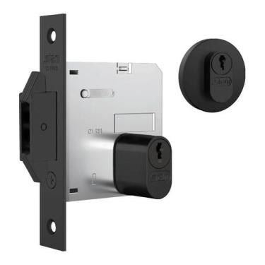 Imagem de Fechadura Externa 1006 P/ Porta De correr Preta Stam Roseta Redonda