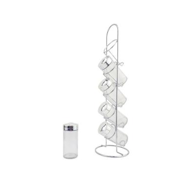 Imagem de Kit Porta Condimento Com Suporte Vertical 10 Potes De Vidro