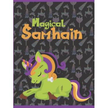 Imagem de Notebook: Halloween Frankenstein Unicorn Blessed Samhain | Magical Unique Design | The Perfect Learn to Write Notebook for Little Pagans | 8.5x11 200 page Learn to Write Lined