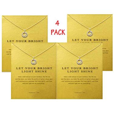 Imagem de Hundred River Colar de trevo da amizade, unicórnio, elefante da sorte com cartão de mensagem, cartão de presente (pacote com 4), Metal