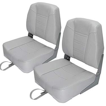 Imagem de MAXSHADE COVERS MSC assento de barco dobrável, assento de pescar, 2 assentos, um par (cinza/cinza, costas baixas)