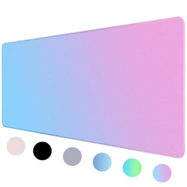 Imagem de Bloss Tapete de mesa rosa, protetor de mesa antiderrapante, tapete de mesa grande para teclado e mouse, mousepad de mesa com bordas costuradas, teclado para jogadores, escritório (90 x 40 cm)