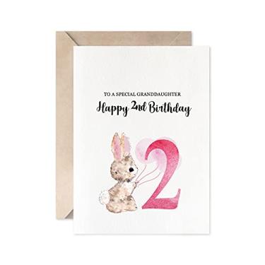 Imagem de Coelho feliz 2º aniversário para uma neta especial, rosa fofo bebê menina 2 anos presente cartão de aniversário