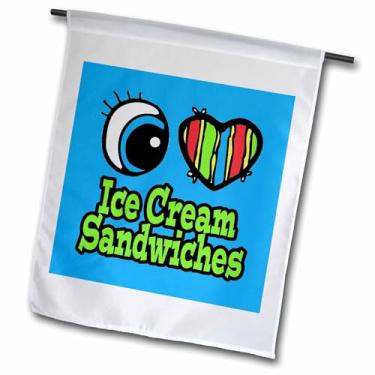 Imagem de 3dRose Coração com olhos brilhantes I Love Ice Cream Sandwiches - Bandeira de jardim, 45,72 x 68,56 cm
