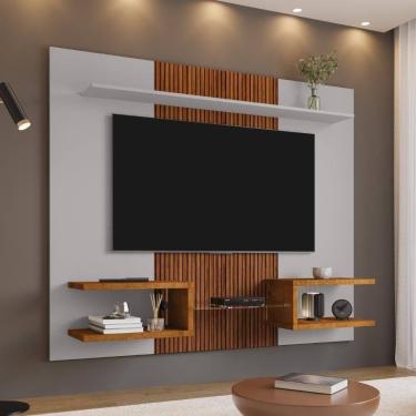 Imagem de Painel Celeno Para Tv 55 Polegadas Off White Nature Ripado
