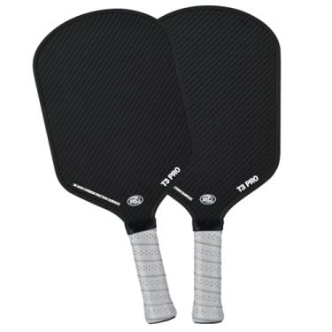 Imagem de Conjunto de 2 raquetes Pickleball - Superfície de carbono e cabo alongado com aderência segura - Maior potência e rotação - Raquete de pickleball de fibra de carbono - núcleo de polipropileno em favo