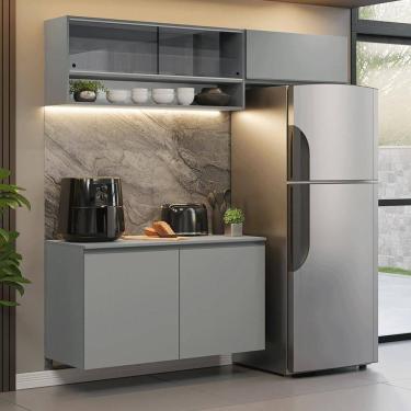 Imagem de Armário de Cozinha Compacta Suspenso 200cm Cinza Nice Madesa XA08
