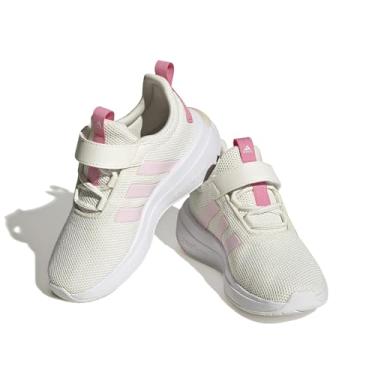 Imagem de adidas Tênis esportivo Racer Tr23 infantil, Branco/Rosa Claro/Rosa Bliss, 12 Little Kid