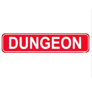 Imagem de Placa de calabouço placa de rua rústica para placa de nome de porta, placa para casa, pátio, jardim, bar, casa de fazenda, garagem, decoração de parede, placa de metal vermelha, 40,6 x 10,2 cm