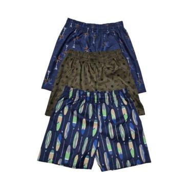 Imagem de Kit 3 Bermuda Tactel Estampada Infanto Juvenil Para Meninos - Wju Jean