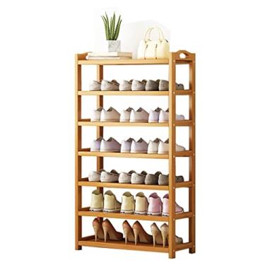 Imagem de Prateleira de armazenamento armário porta armazenamento simples pequeno armário de sapatos 7 camadas de sapateira cor de madeira (tamanho: 60 cm) (90 cm)