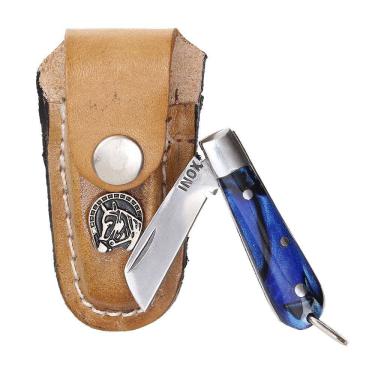 Imagem de Mini Canivetee em Aço Inox Azul com Bainha em Couro Rodeo West 31117