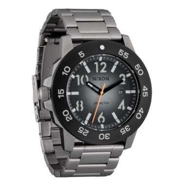 Imagem de NIXON Relógio analógico Smyth 44 A1414-100 m resistente à água (face de 44 mm, pulseira de aço inoxidável de 23 mm), Prata/túnel preto ombré, Mens Standard, Smyth 44