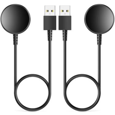 Imagem de Pacote com 2/1,5 m para Samsung Watch carregador compatível com Galaxy 7/6/6 Classic/5/5 Pro/4/4 Classic/3/Active Ultra/FE cabo de carregamento USB - preto