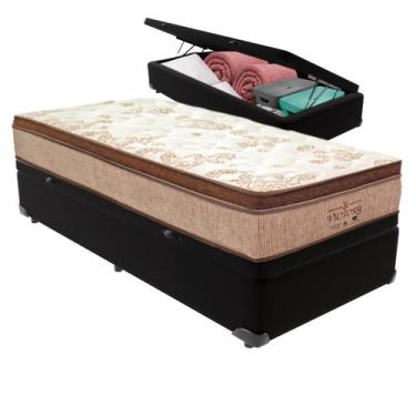 Imagem de Cama Box Baú e Colchão Victory Molas V-Store 78x188x30, Preto