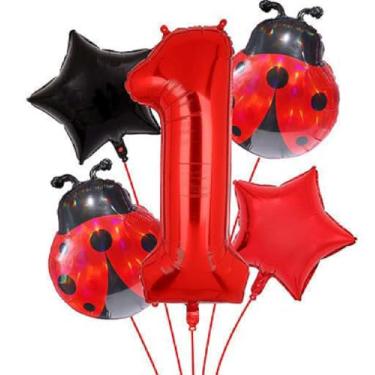Imagem de 1st ladybug birthday balloons