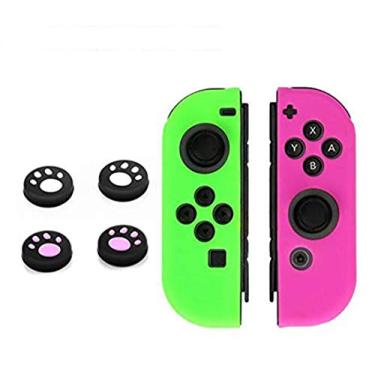 Imagem de Capa protetora de silicone macio para controle Joy-Con para Nintendo Switch Joy-Con (verde e rosa)