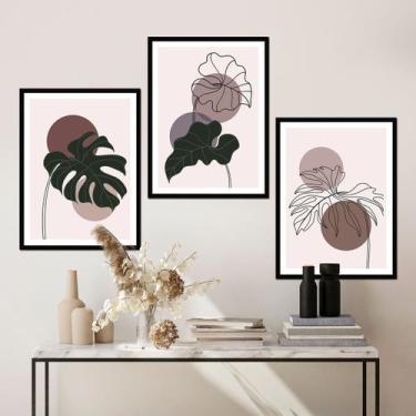 Imagem de Kit Quadro Decorativo Boho Philodendron Moldura Preta - Inove Papéis d