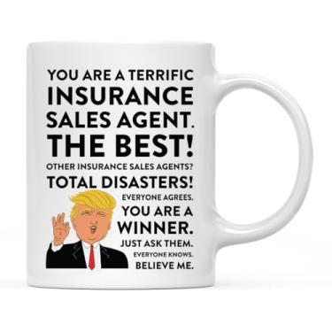 Imagem de Andaz Press Caneca de café engraçada Trump de 325 ml, presente de mordaça, agente de vendas de seguros, 1 pacote, inclui caixa de presente, ideias de presente de Natal aniversário formatura novidade copo bebendo