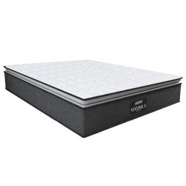 Imagem de Colchão Casal Queen Molas Ensacadas Pillow Top Maximus 158x198x28cm Cinza/branco Gazin - Suporta Até 120kg Por Pessoa Cinza / Branco