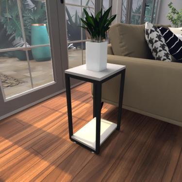 Imagem de Mesa Lateral Cinza Aparador De Sofa Sala Mesa Lateral Cama