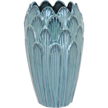 Imagem de Vaso Decorativo Enfeite Casa Cerâmica 27x16x16cm Azul