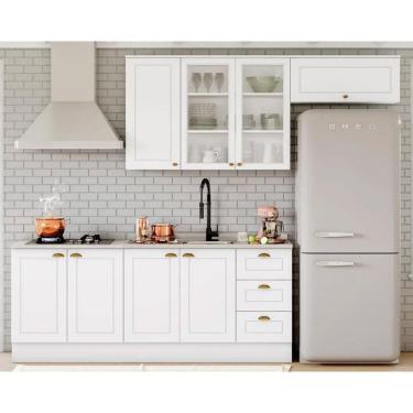 Imagem de Kit Cozinha Modulada 5 Peças Americana 2 Aéreos + 2 Balcões + 1 Complemento Sem Pia Cz131 Branco