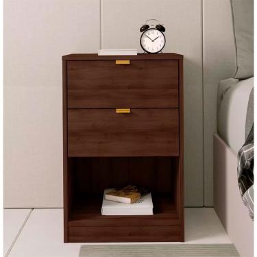 Imagem de Mesa De Cabeceira Bartira Diplomata Com 2 Gavetas Marrom