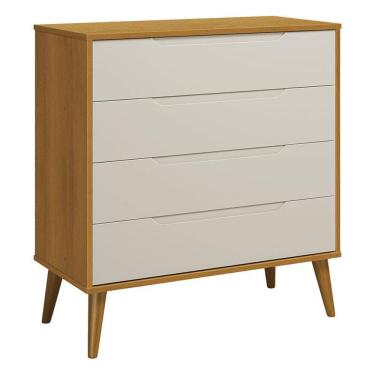 Imagem de Cômoda Gaveteiro Retrô Elfe Areia Acetinado Savana Amadeirado Reller