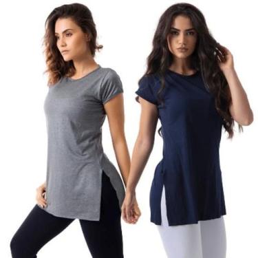 Imagem de Kit com 2 blusas vest legging mescla marinho - Sallada Mista, Cinza, G