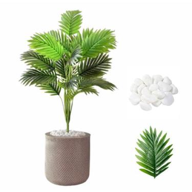 Imagem de Planta Palmeira Artificial + Vaso Bojo com Pedra Decoração - Flor Imp
