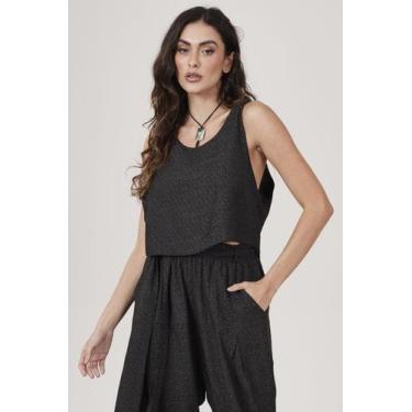 Imagem de Regata Cropped Preta Yacamim A25, M, Preto