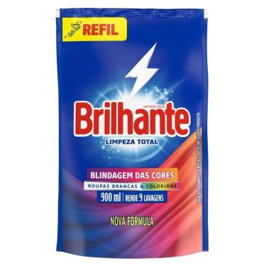 Imagem de Sabão Líquido Brilhante Limpeza Total Roupas Brancas e Coloridas 900ml