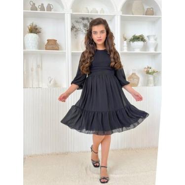 Imagem de Vestido Infantil Meninas Manga Longa Chiffon Delicado - KOPYTTA, Preto