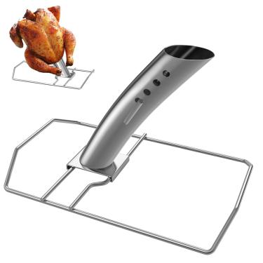 Imagem de SafBbcue Torrador de infusão de canhão de peru, suporte de lata de cerveja de peru, torrador de frango para lata de cerveja para o dia de Ação de Graças, para ovo verde grande, lata de cerveja de frango de cozinha, peru vertical