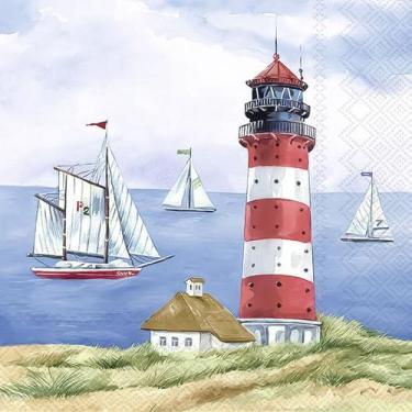 Imagem de Guardanapo para Decoupage Ihr 33x33 Farol Barco Seelust C/ 20 Unidade 