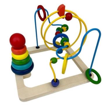 Imagem de Brinquedo Pedagógico de Madeira Labirinto Pirâmide Aramado - Dony Toys