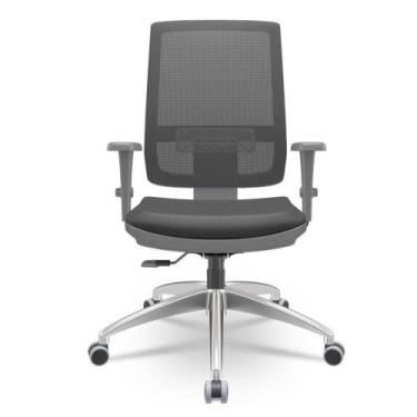 Imagem de Cadeira Brizza Diretor Grafite Tela Vermelha Assento Aero Preto Base A