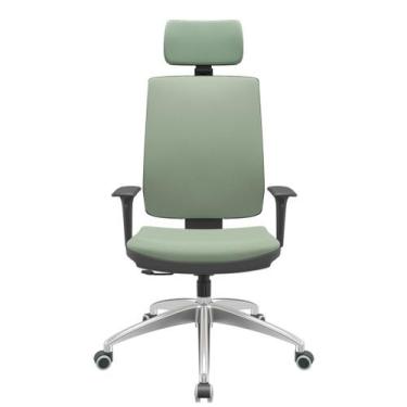 Imagem de Cadeira Office Brizza Soft Vinil Verde RelaxPlax Com Encosto Cabeca Ba