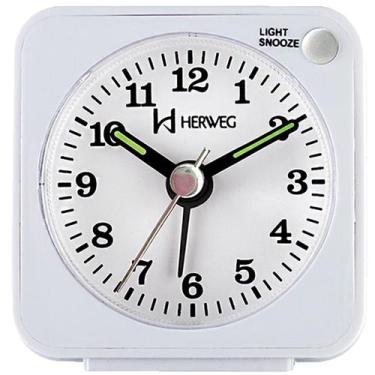 Imagem de Relógio Despertador De Mesa Silencioso Analógico Herweg 2510, Branco