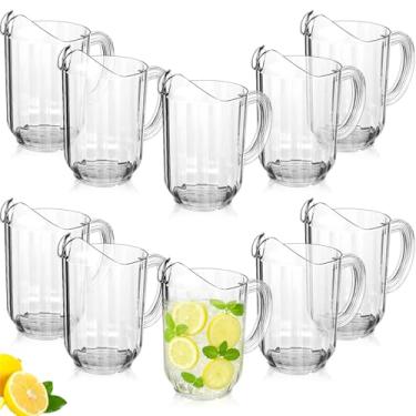 Imagem de Tessco 10 jarras de plástico de 1,700 g, jarra de restaurante, grande, jarro de água, para servir leite, chá, suco, bebida, para festas, recipiente, dispensador de cerveja