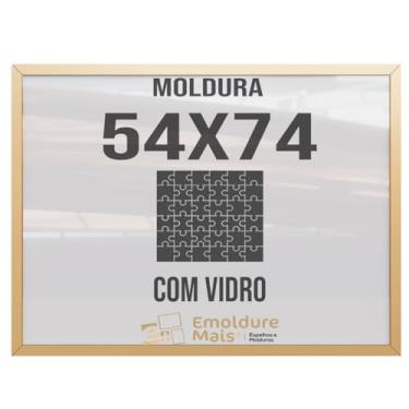 Imagem de Moldura para Quebra Cabeça Cabeca 54x74 1000 peças Com Vidro para Quadro Puzzles Pais e Filhos cor Dourada