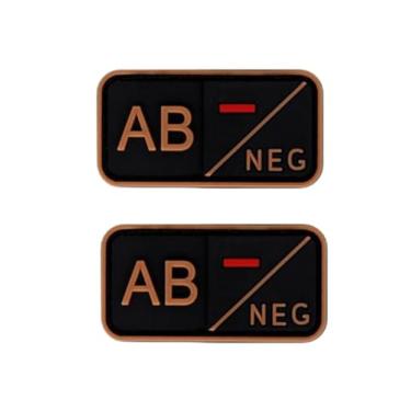 Imagem de Ruoming 2 peças externas 3D PVC borracha macia tipo sanguíneo médico, crachá de gancho de resgate, emblema de moral, acessório DIY (marrom AB-)