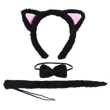 Imagem de Conjunto sexy de orelhas e cauda de gato adulto gravata borboleta preta feminina cosplay Halloween fantasia adulto brinquedo quarto traje acessórios de fantasia de gato para mulheres com orelhas de