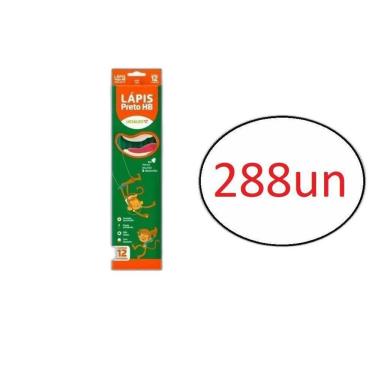 Imagem de Kit C/288Un Lápis Preto Grafite Hb Com Borracha Na Ponta