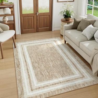 Imagem de OJIA Tapetes modernos com bordas 12 x 18 cm, tapetes laváveis para sala de estar, estampados, antiderrapante, tapete de borracha para quarto, tapete para sala de jantar, sala de jogos, escritório