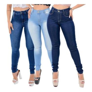 Imagem de Kit 3 Unid Calças Jeans Feminina Skinny Cintura Alta - Apollogy, 40