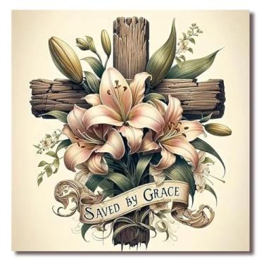 Imagem de Kits de ponto cruz estampado para adultos – Kits de bordado de flores cruzadas para iniciantes e adultos, kits de ponto cruz contados com dimensões de 11 CT para adultos, artesanato, 35,5 x 35,5 cm